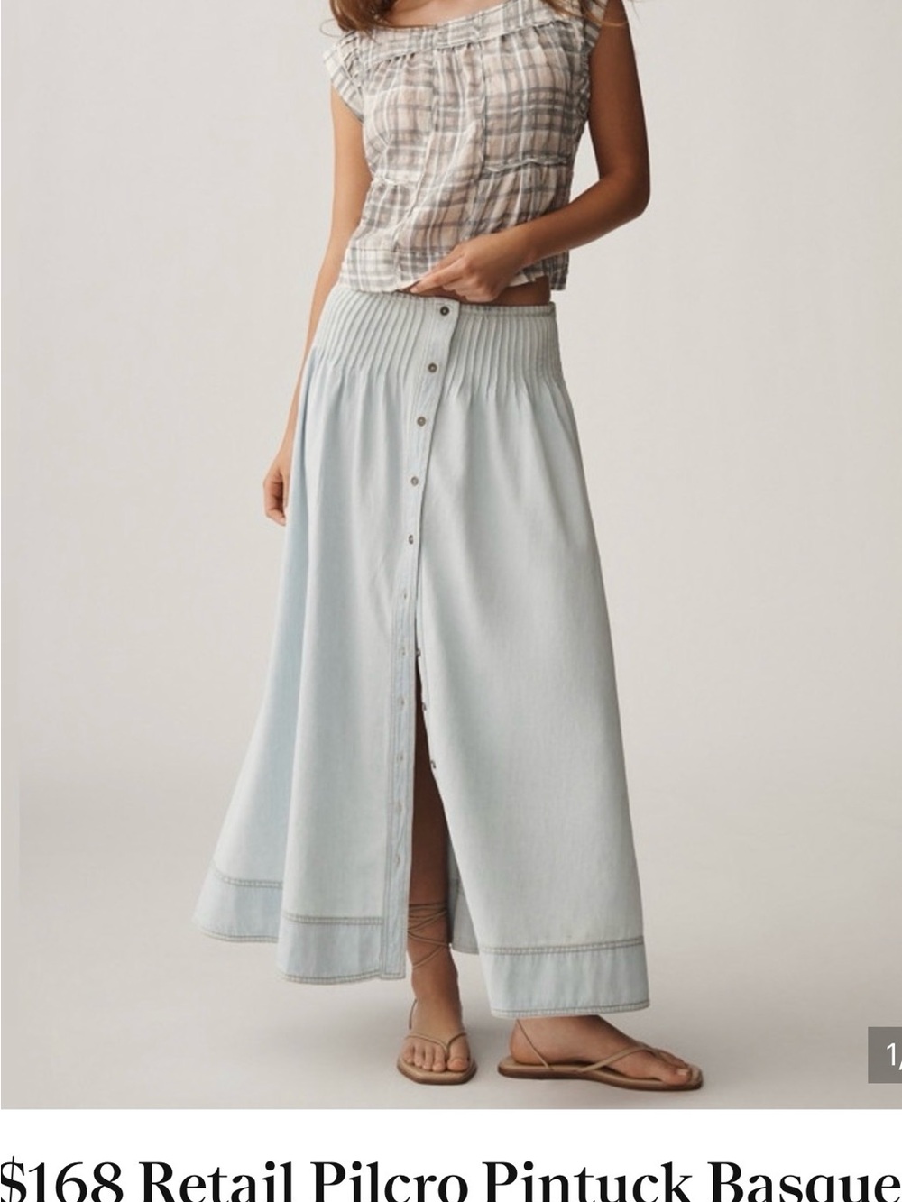 Pilcro Pintuck Basque maxi button Jean skirt - Medium